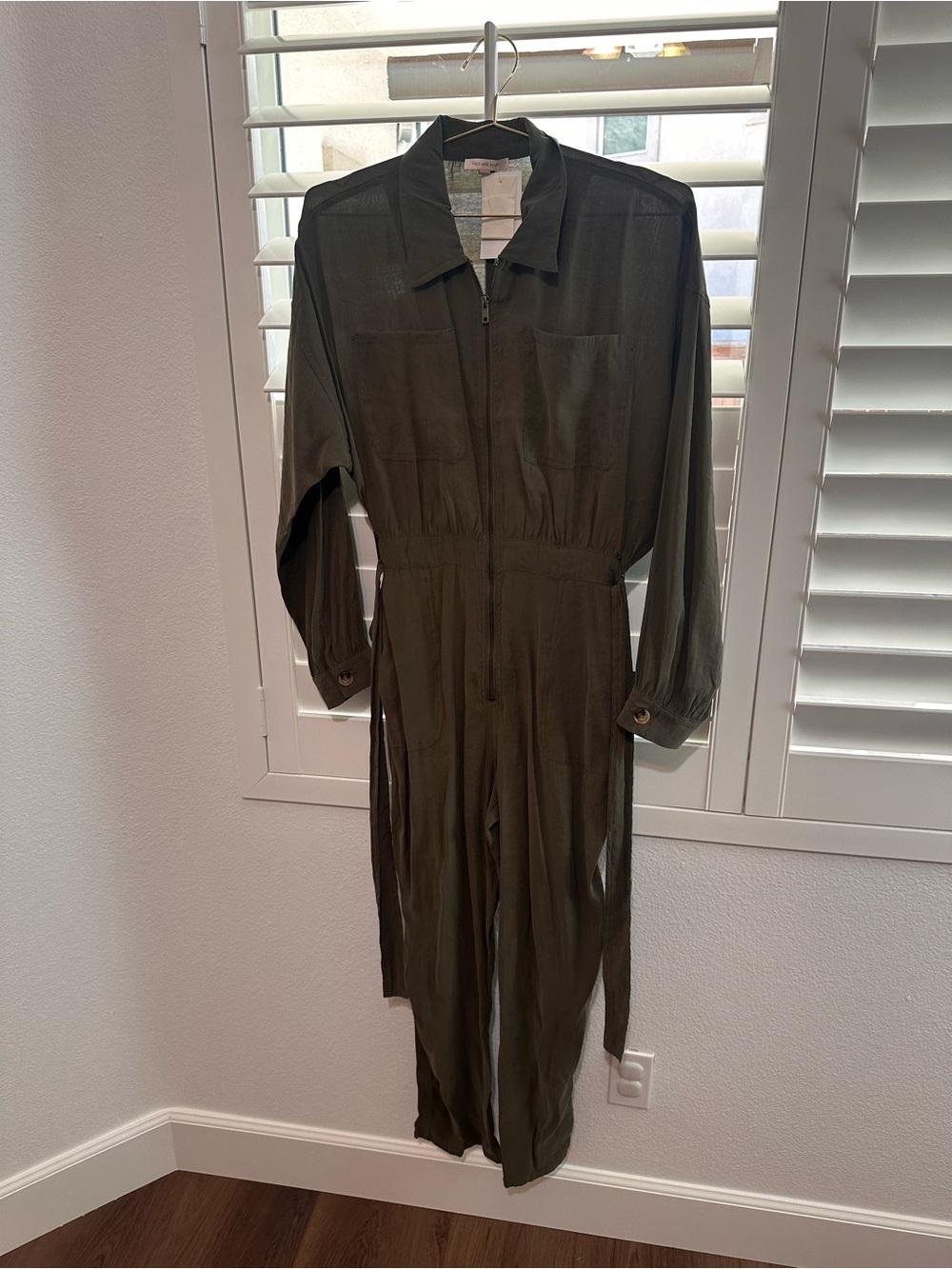 Skies Are Blue Olive Utility Zip-Front Jumpsuit
